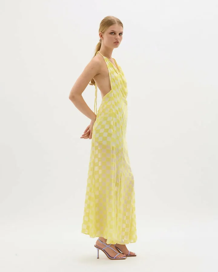 Muma Yellow Velvet Asta Dress