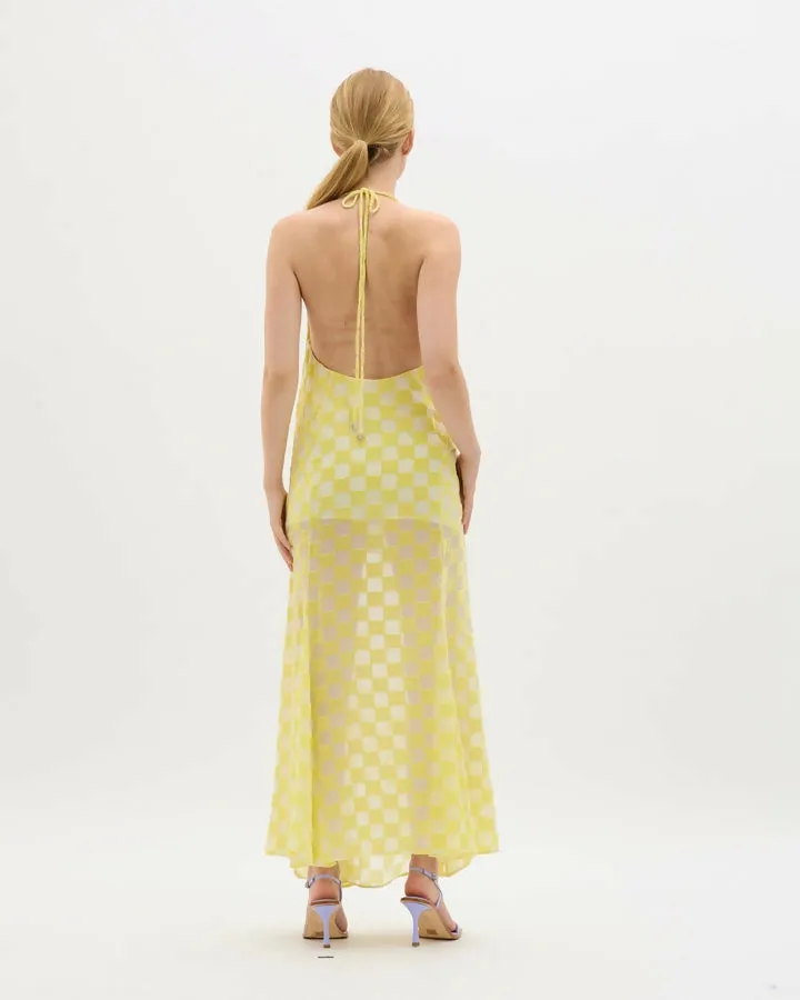 Muma Yellow Velvet Asta Dress