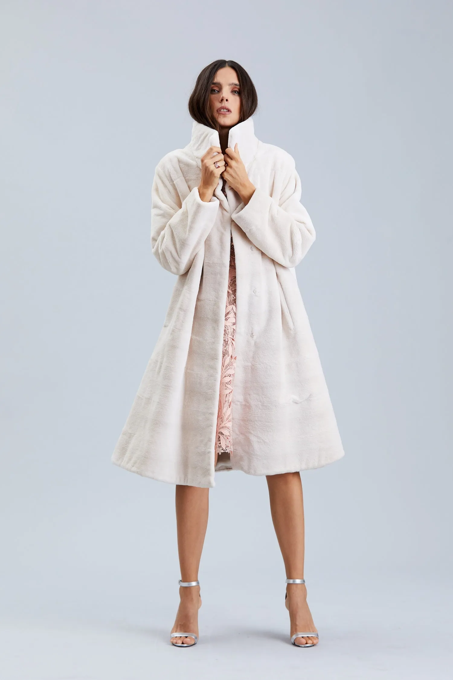 NATURAL IVORY SHEARED MINK COAT