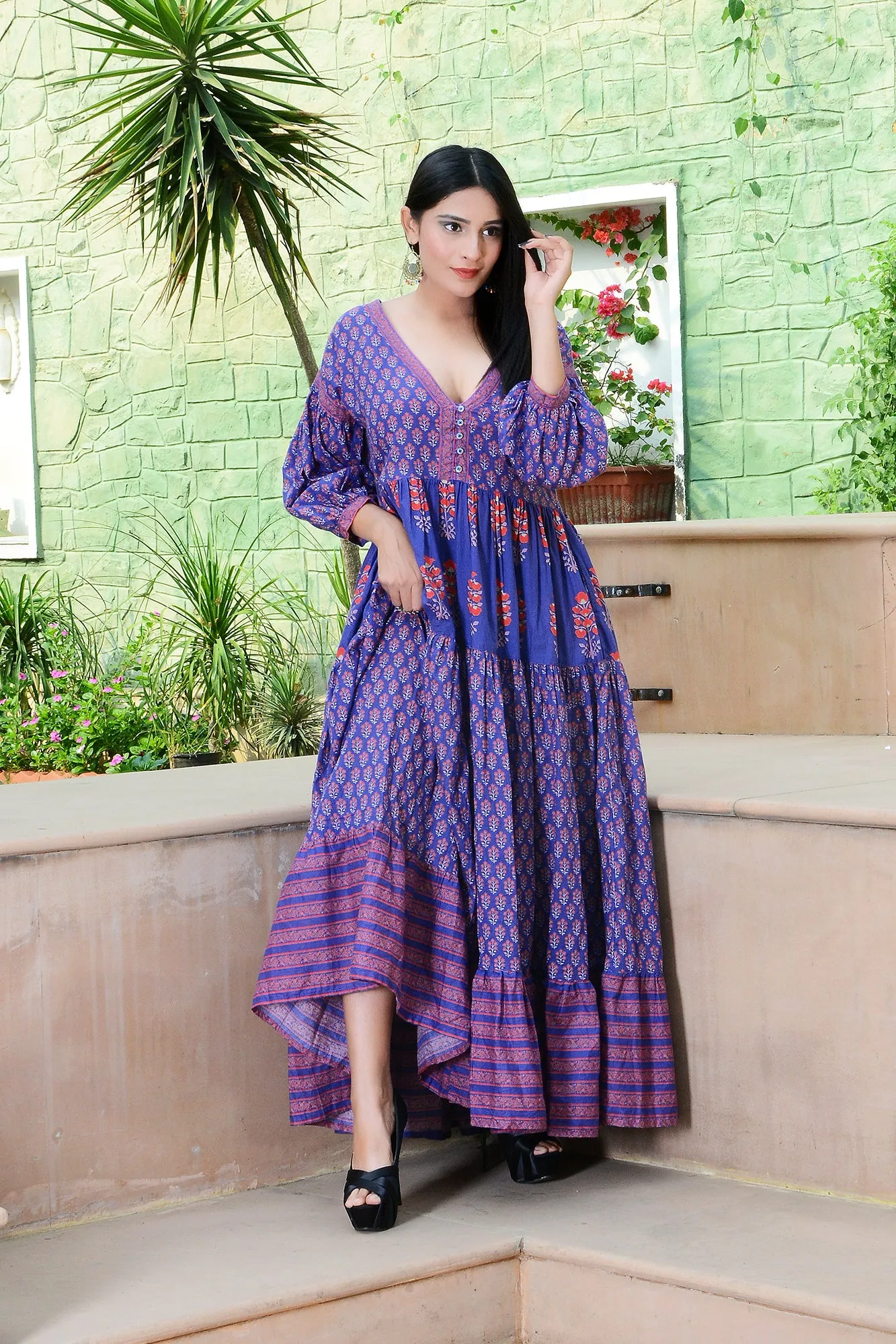 Nora Flaunting purple cotton Maxi women long Dress
