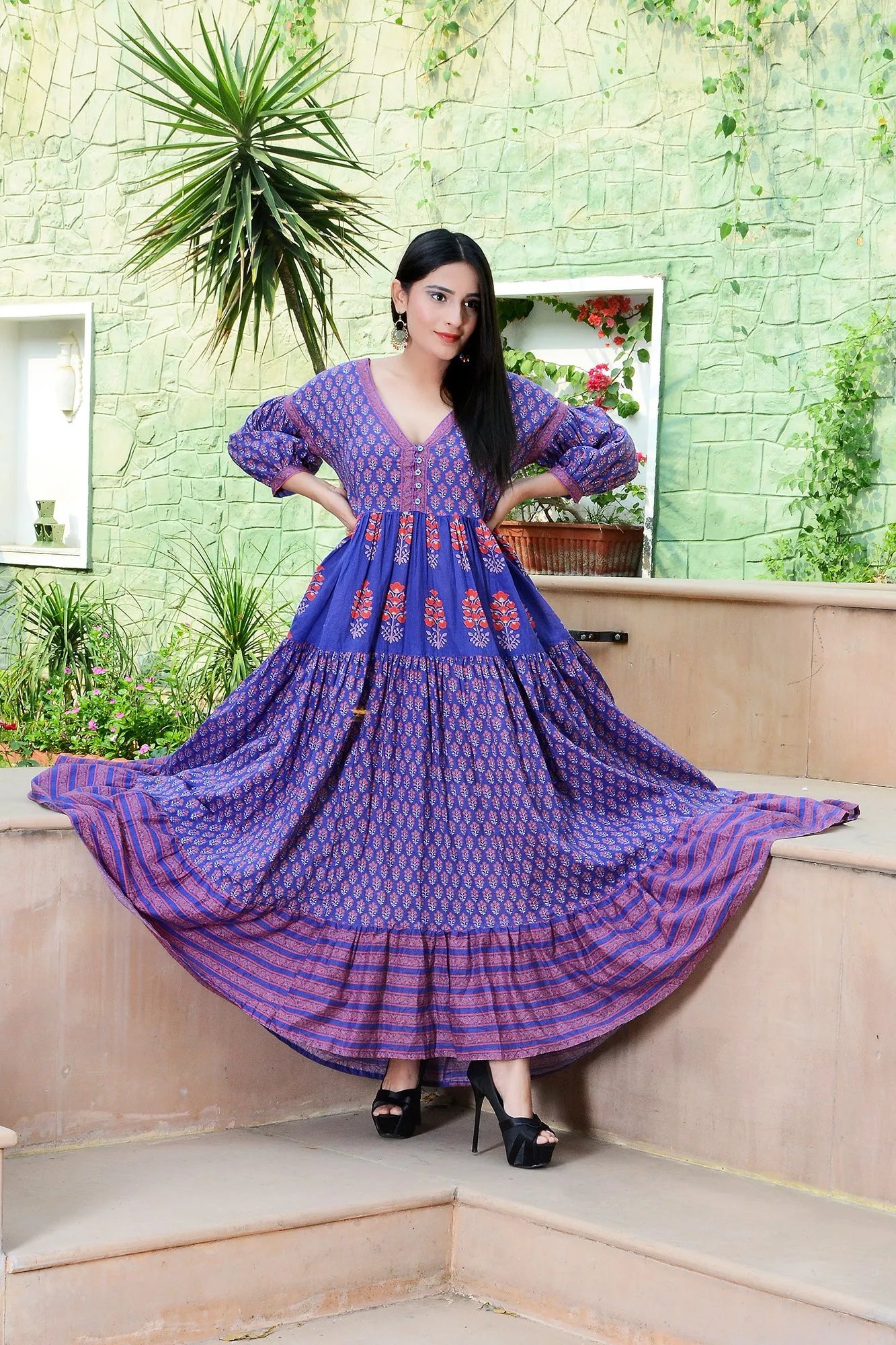Nora Flaunting purple cotton Maxi women long Dress