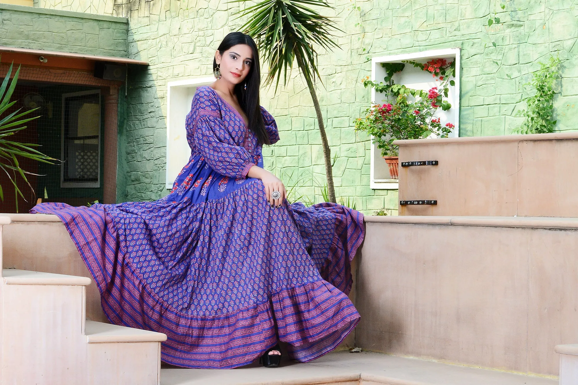 Nora Flaunting purple cotton Maxi women long Dress