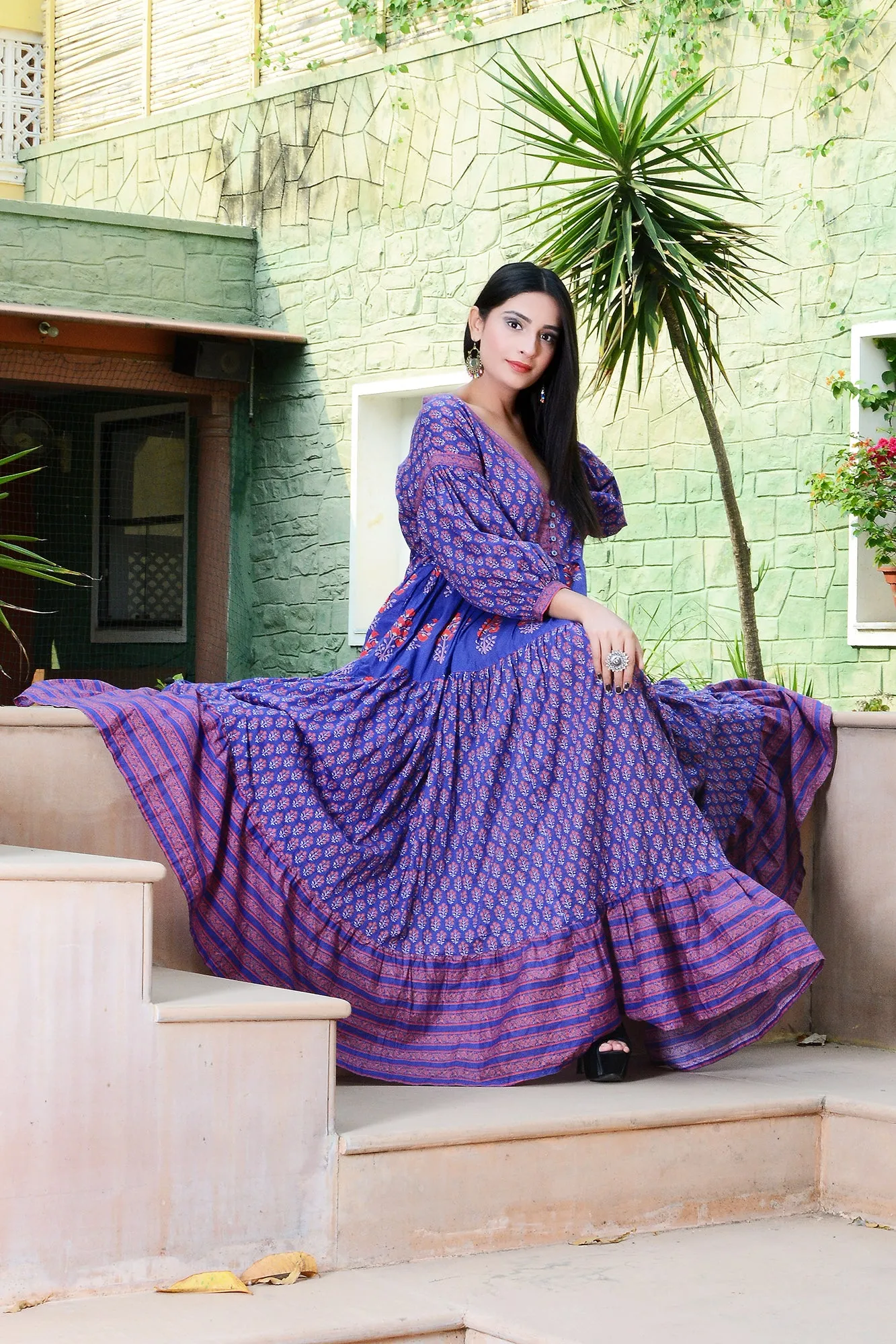 Nora Flaunting purple cotton Maxi women long Dress