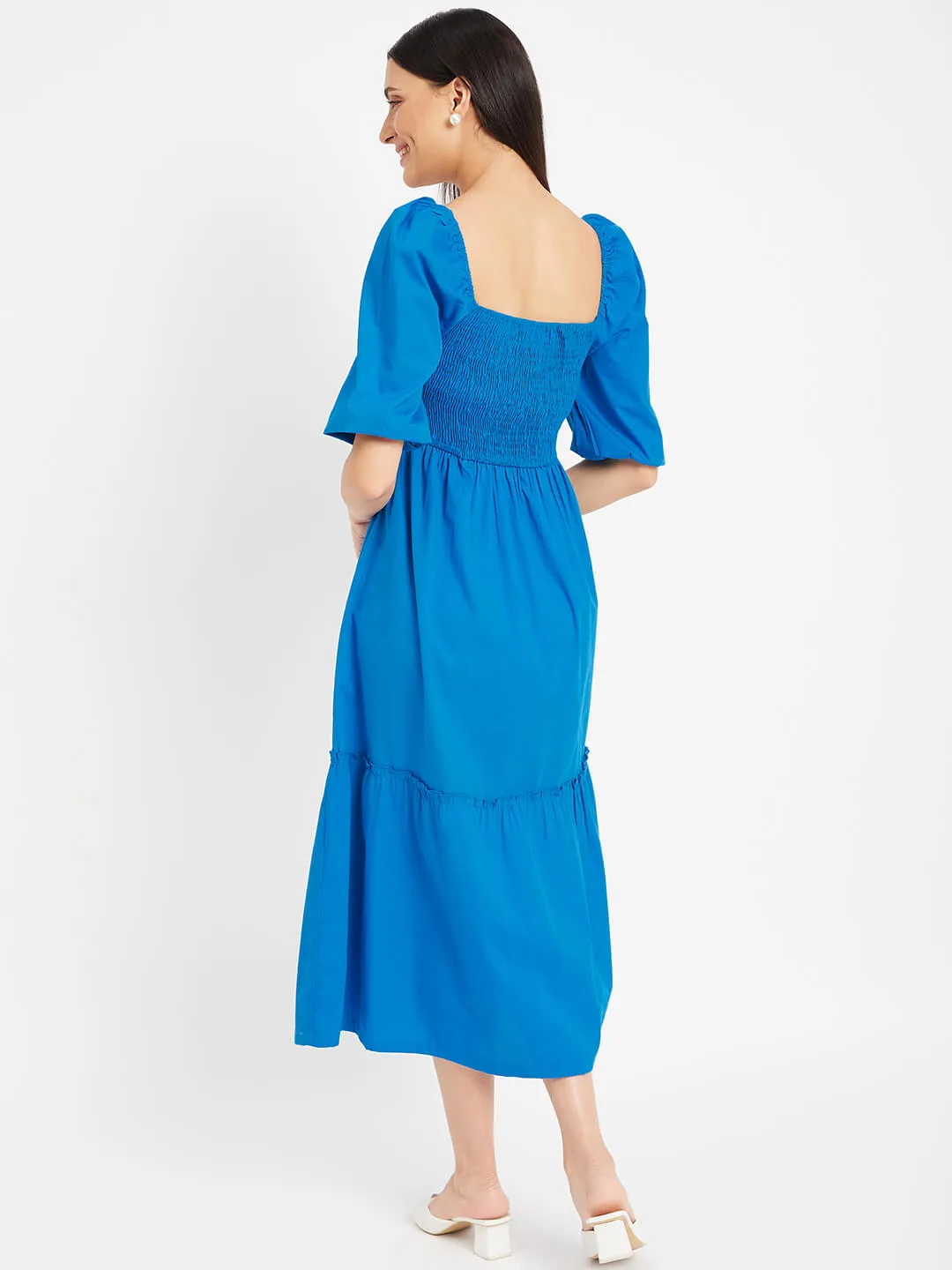 Oceanic Whisper Cotton Maxi Cocktail Dress