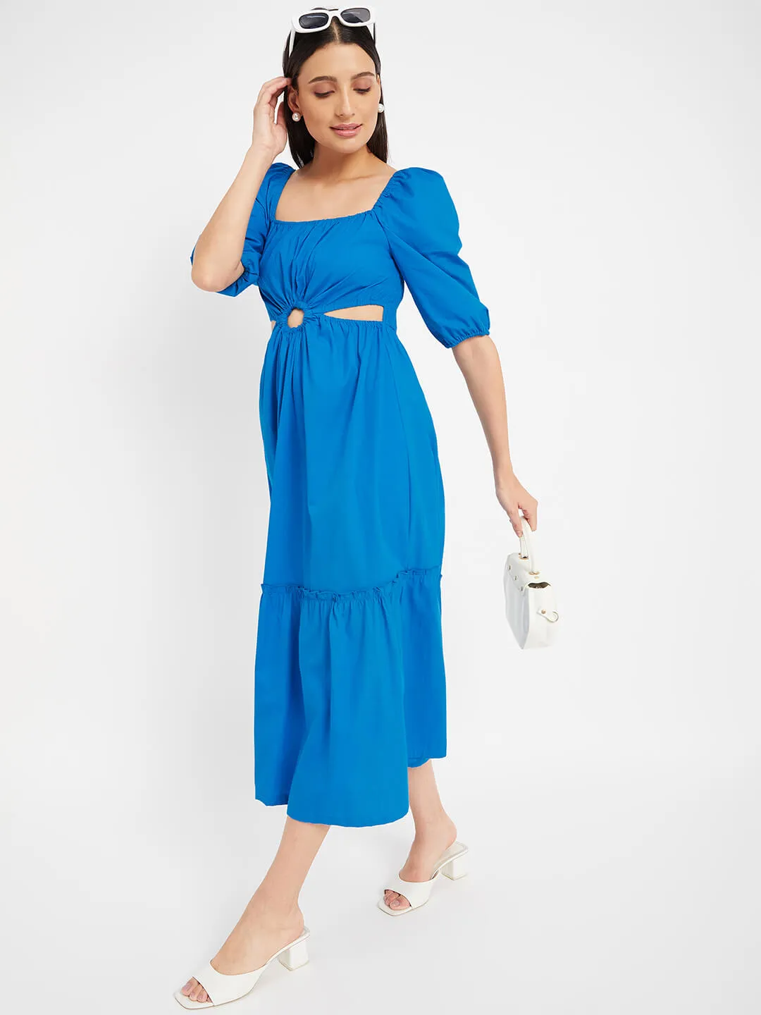 Oceanic Whisper Cotton Maxi Cocktail Dress