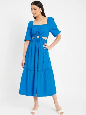 Oceanic Whisper Cotton Maxi Cocktail Dress