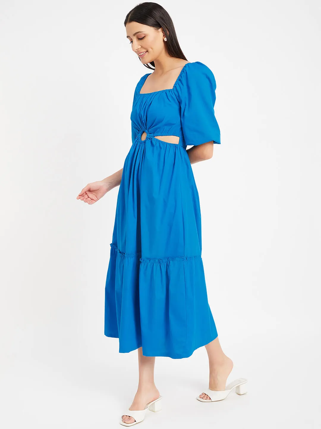 Oceanic Whisper Cotton Maxi Cocktail Dress