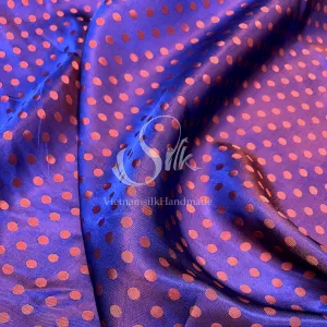 Orange bronze dot silk - PURE MULBERRY SILK fabric by the yard - Polkadot silk -Luxury Silk - Natural silk - Handmade in VietNam- Silk with Design