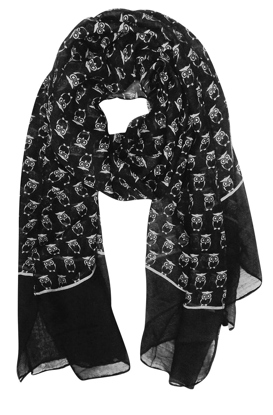 Peach Couture Summer Lightweight Soft Animal Bird Owl Printed Sheer Scarf Shawl