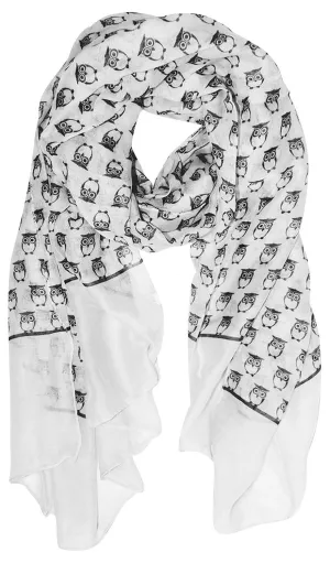 Peach Couture Summer Lightweight Soft Animal Bird Owl Printed Sheer Scarf Shawl