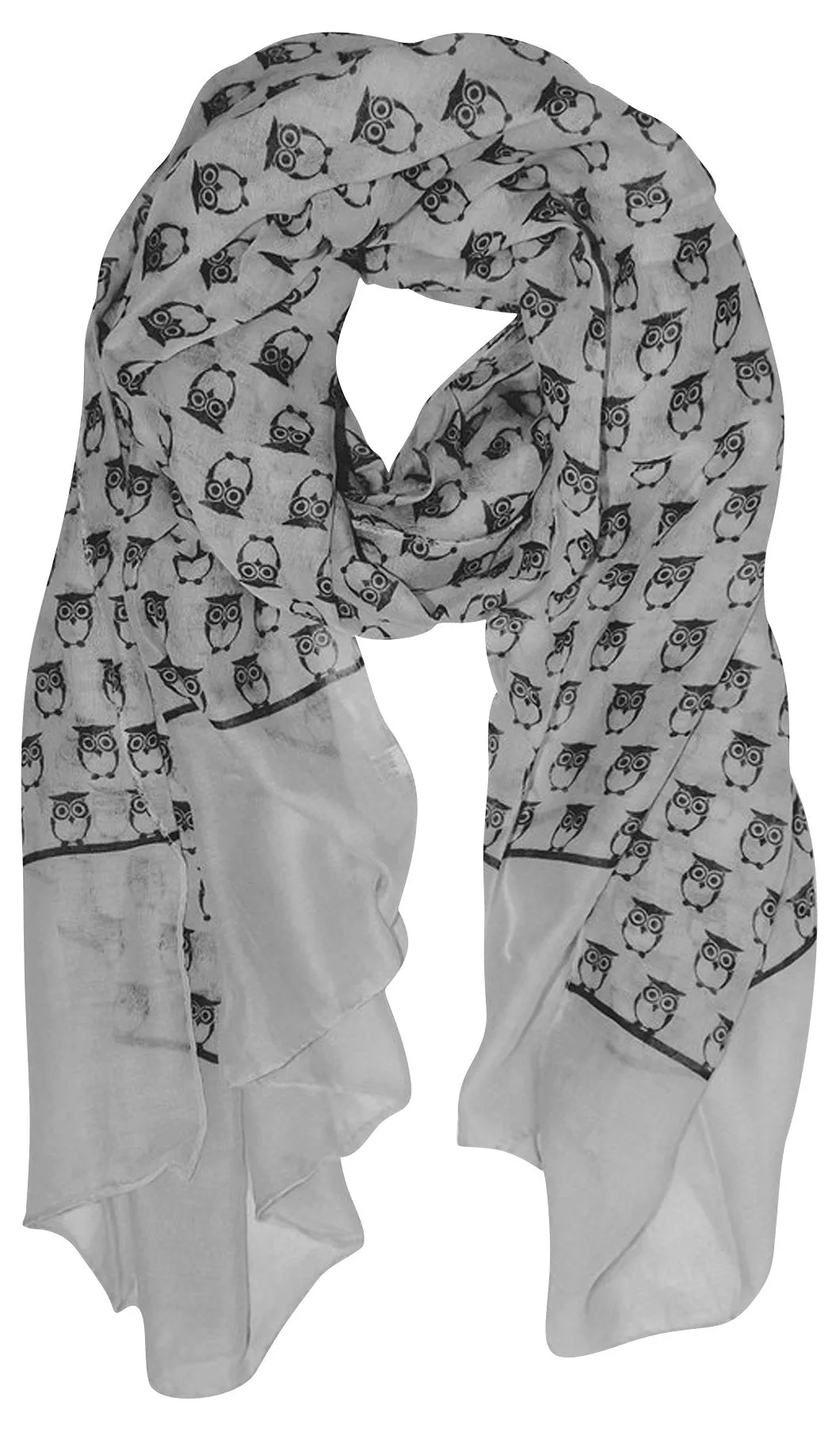 Peach Couture Summer Lightweight Soft Animal Bird Owl Printed Sheer Scarf Shawl