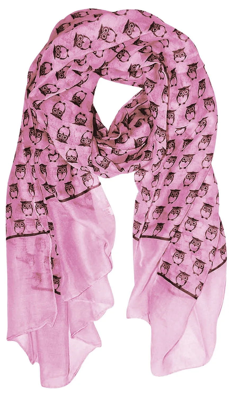 Peach Couture Summer Lightweight Soft Animal Bird Owl Printed Sheer Scarf Shawl