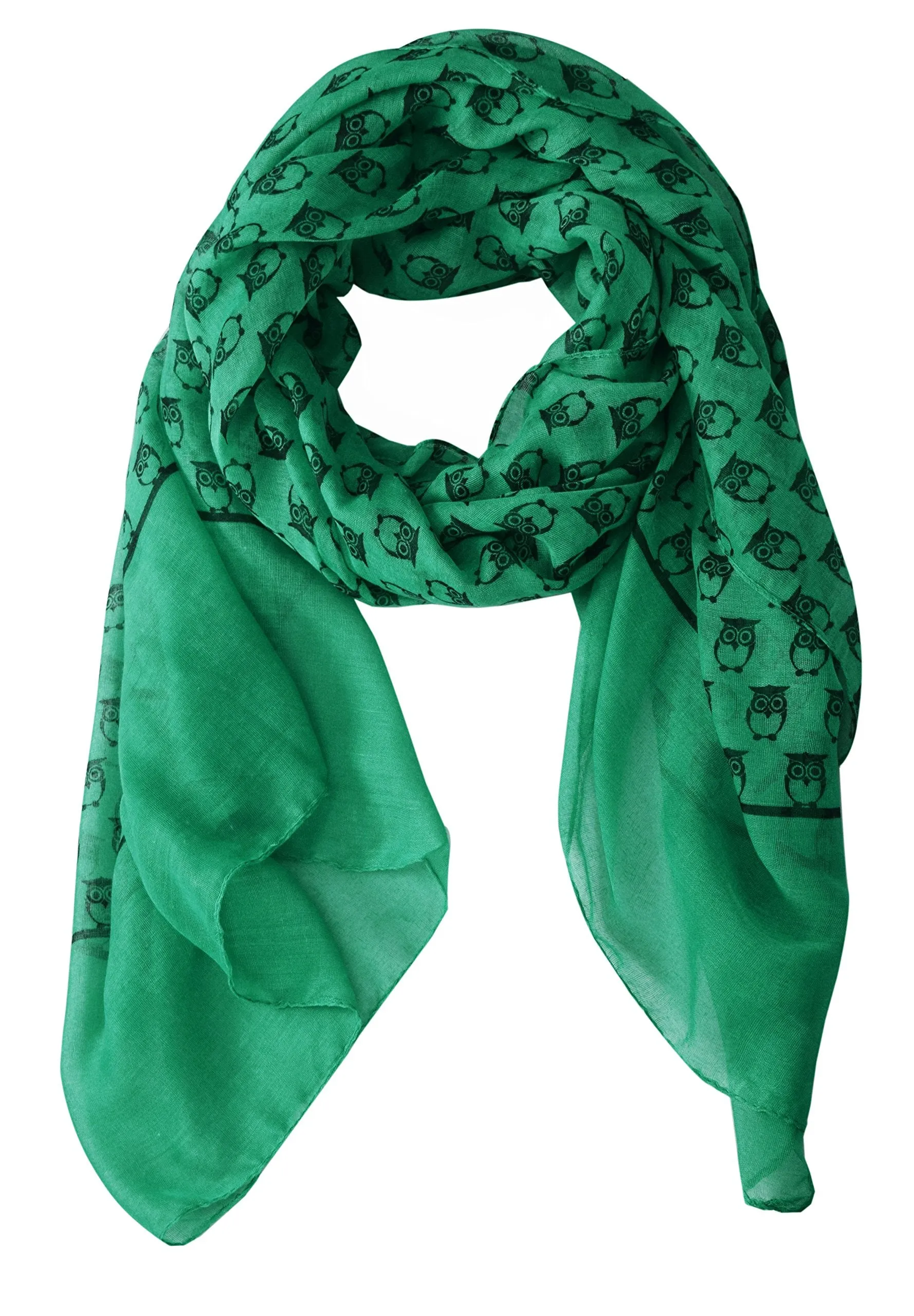Peach Couture Summer Lightweight Soft Animal Bird Owl Printed Sheer Scarf Shawl
