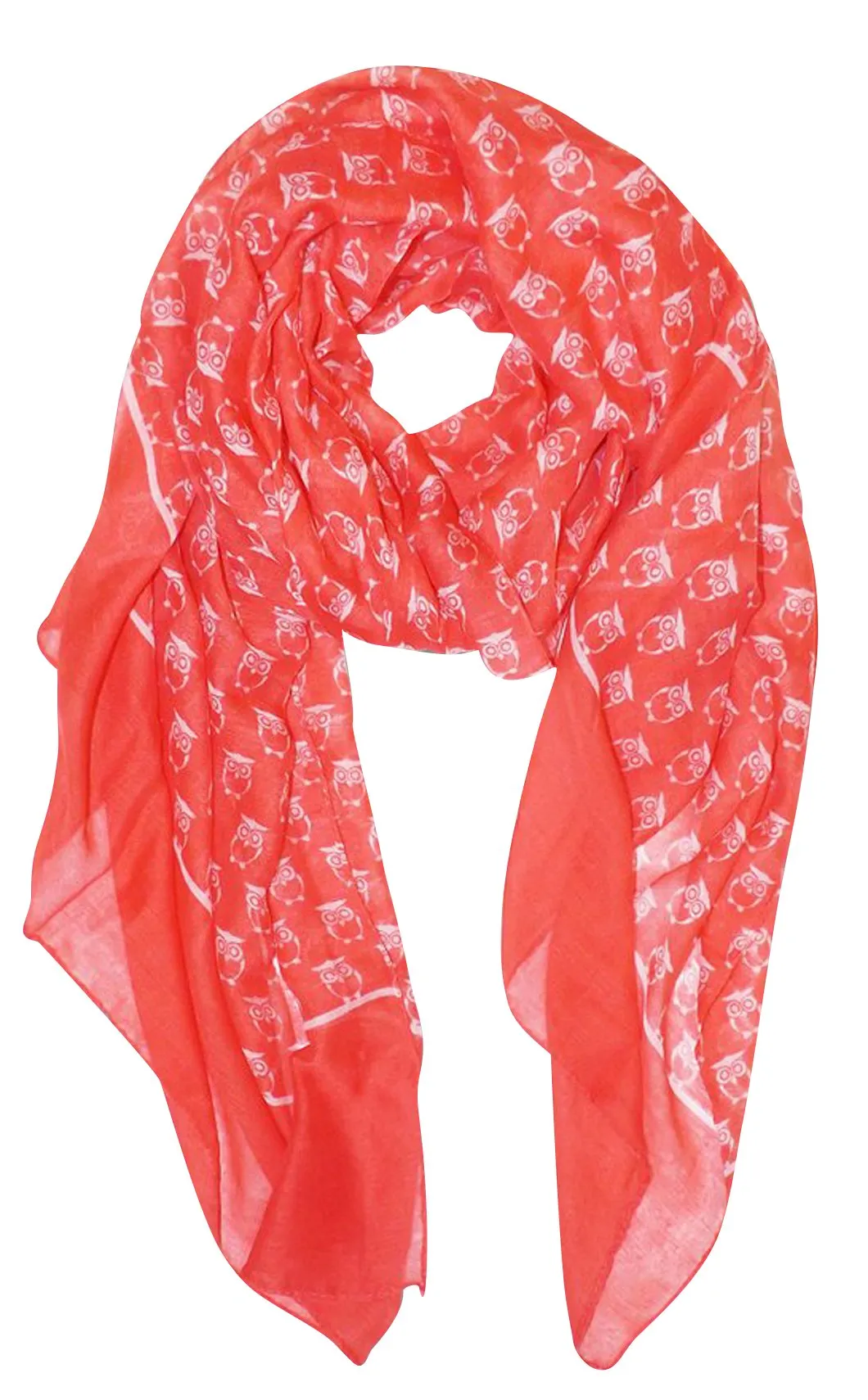Peach Couture Summer Lightweight Soft Animal Bird Owl Printed Sheer Scarf Shawl