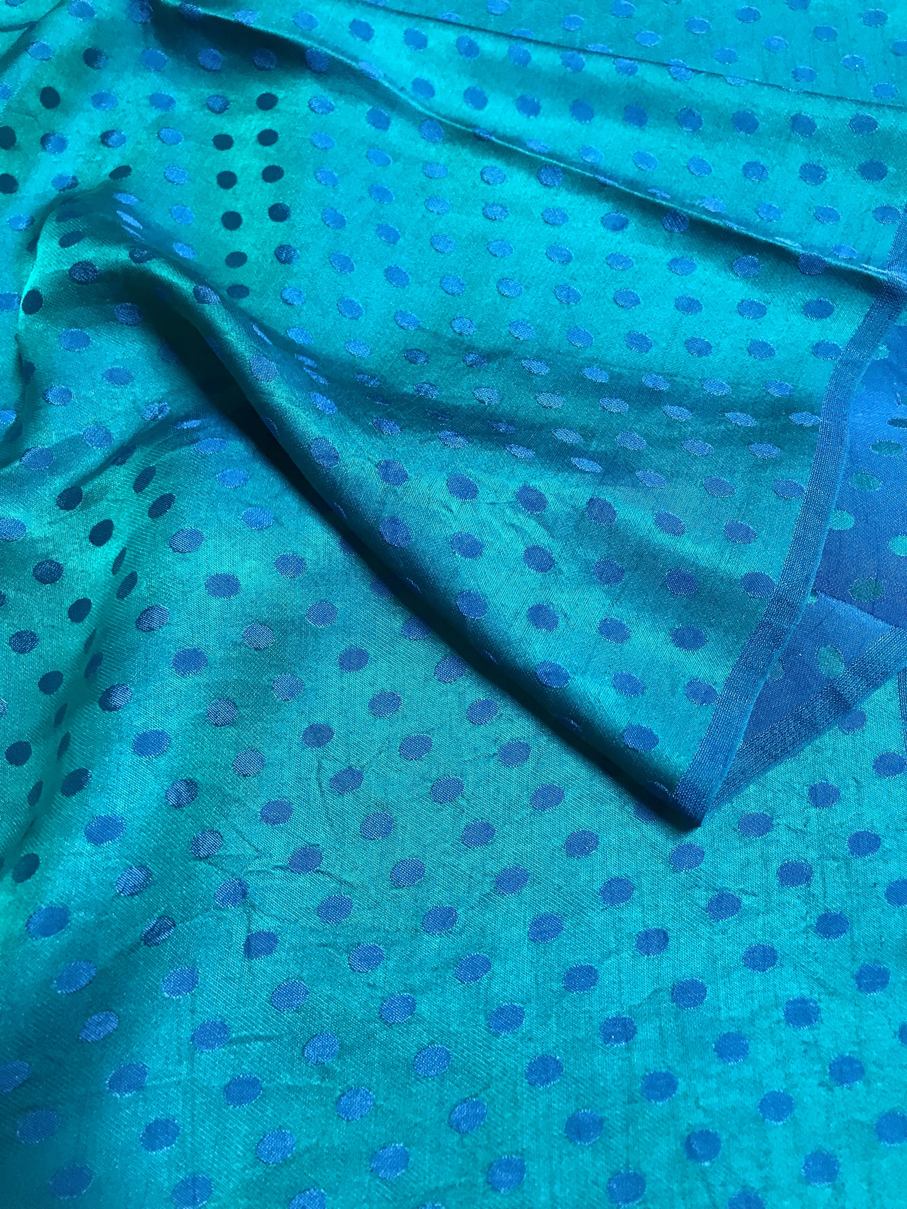 Peacock dot silk - PURE MULBERRY SILK fabric by the yard - Polkadot silk -Luxury Silk - Natural silk - Handmade in VietNam- Silk with Design