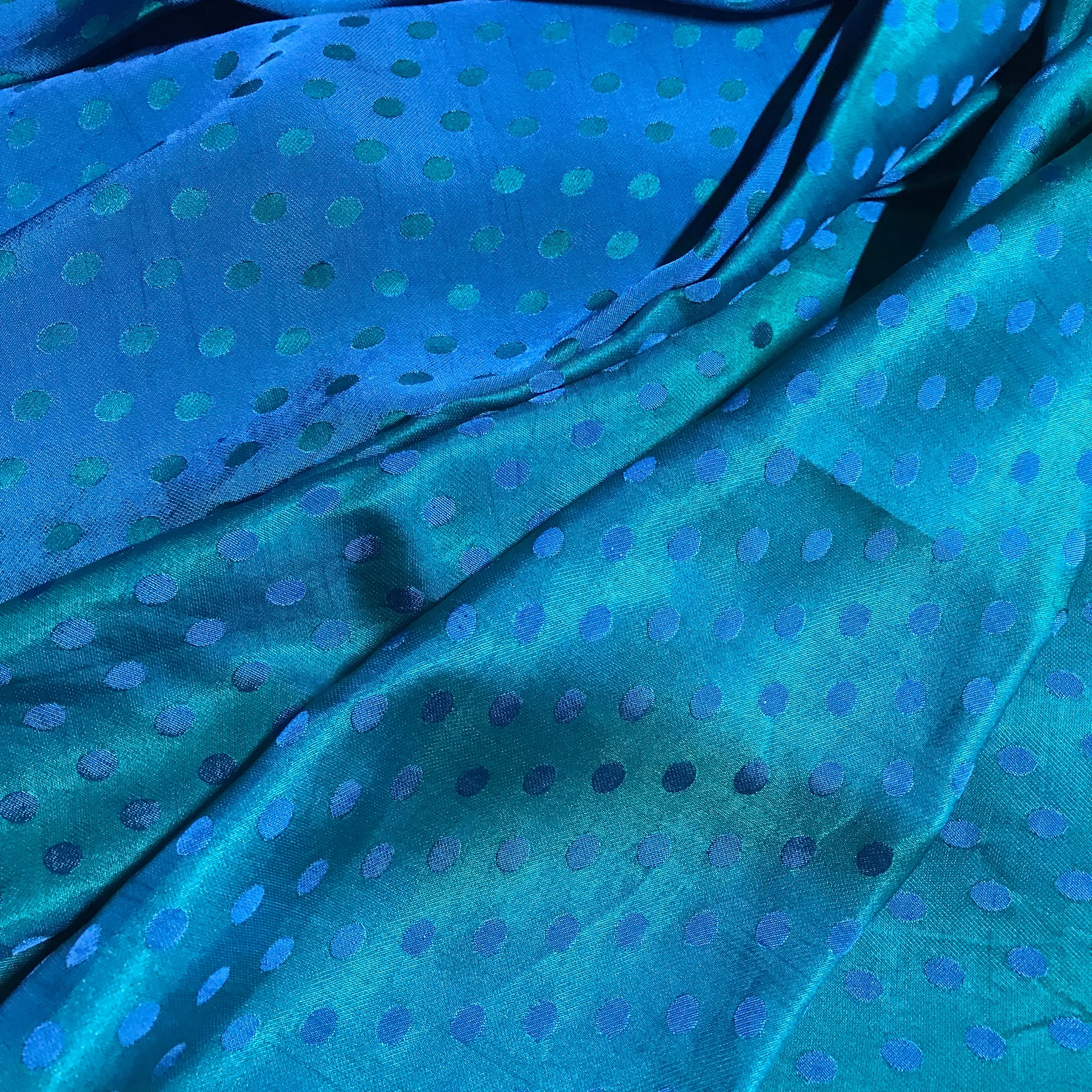 Peacock dot silk - PURE MULBERRY SILK fabric by the yard - Polkadot silk -Luxury Silk - Natural silk - Handmade in VietNam- Silk with Design