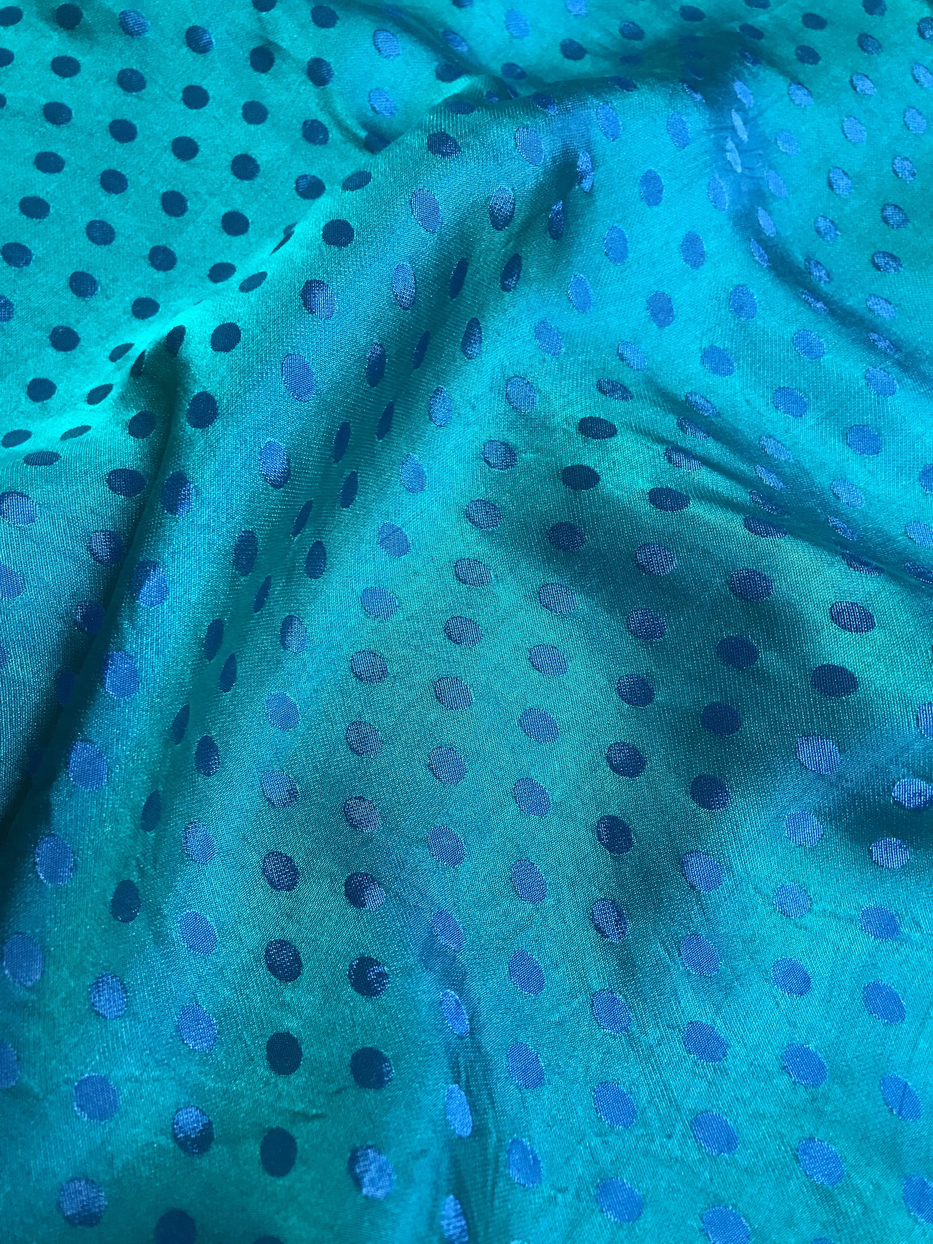 Peacock dot silk - PURE MULBERRY SILK fabric by the yard - Polkadot silk -Luxury Silk - Natural silk - Handmade in VietNam- Silk with Design