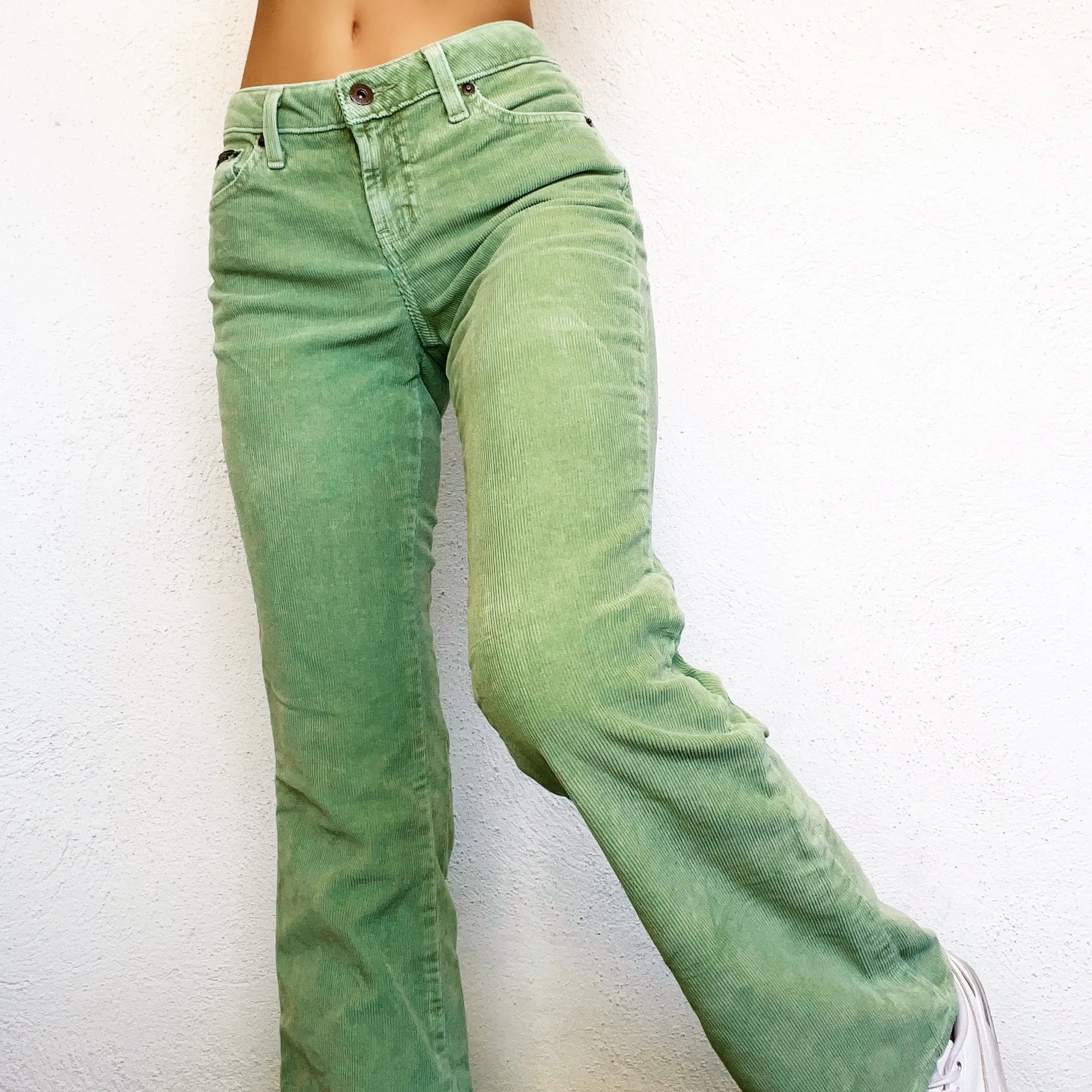 Pistachio Green Corduroy Flares
