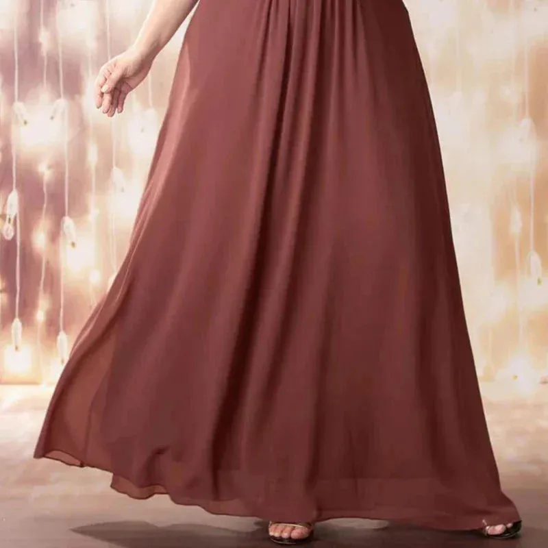 Plus Size Short Sleeve Chiffon Maxi Dress
