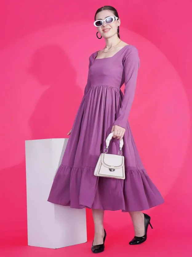 Purple Fit and Flare Maxi Dress