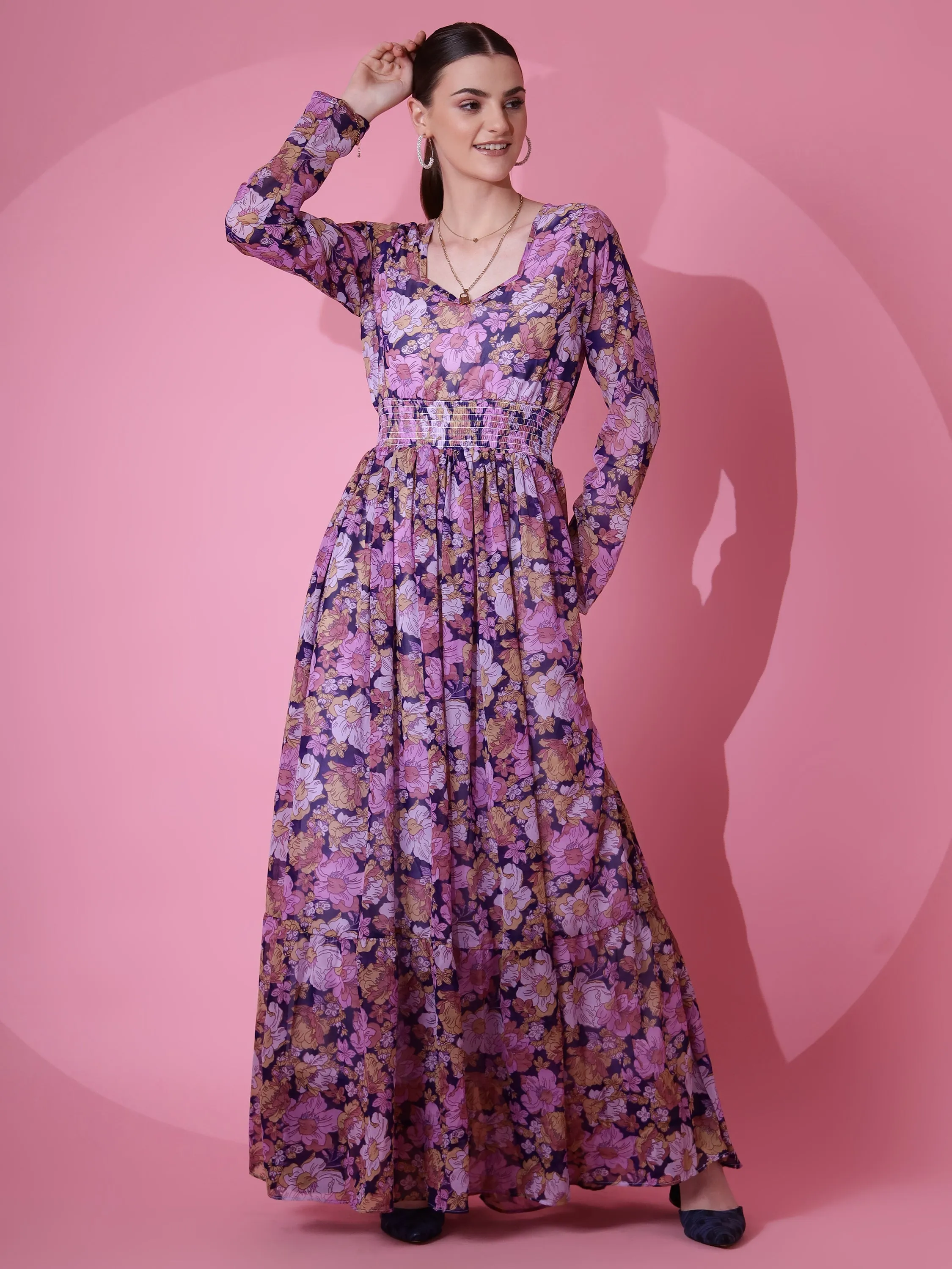 Purple Paradise Floral Maxi Dress