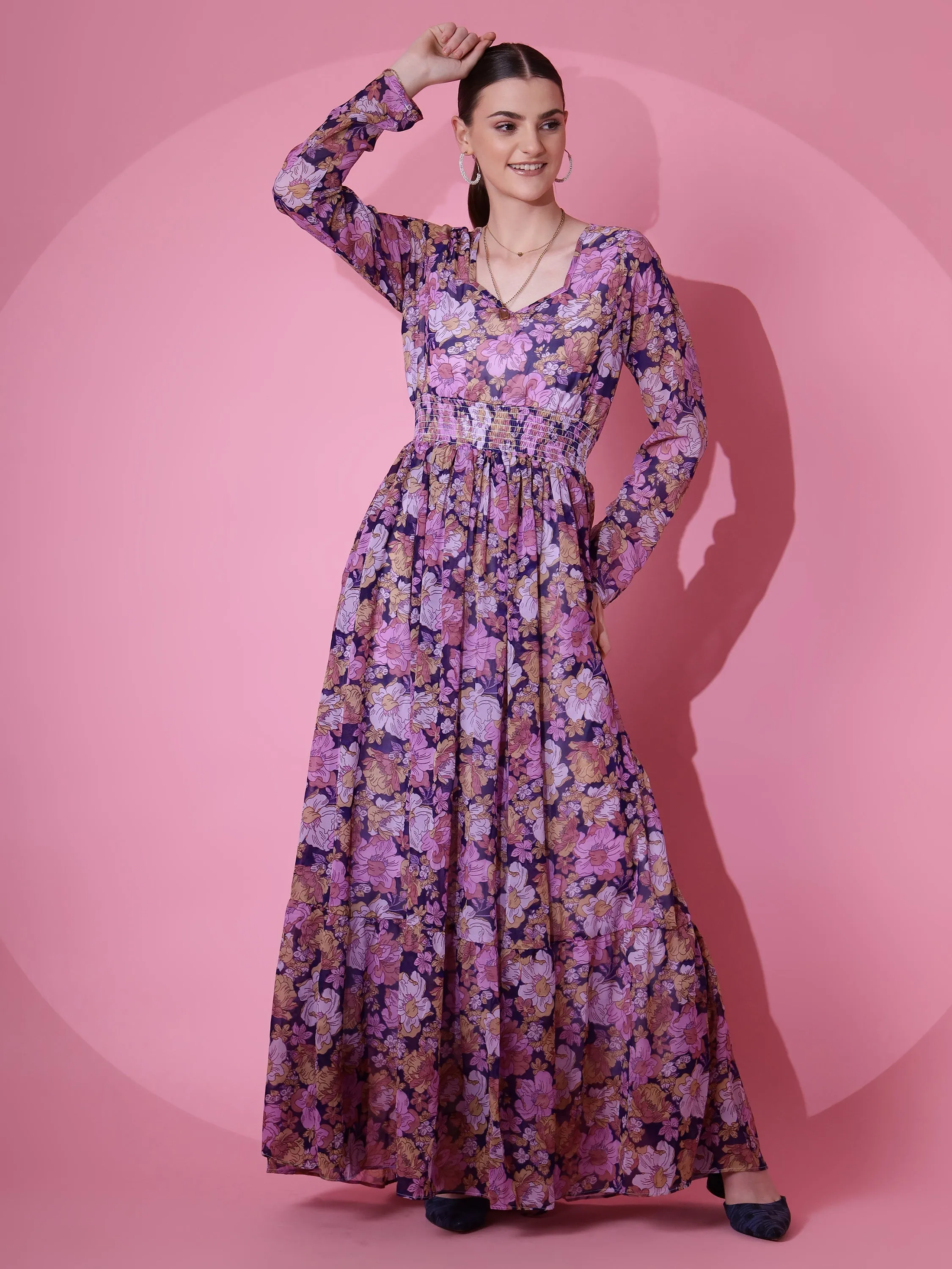 Purple Paradise Floral Maxi Dress