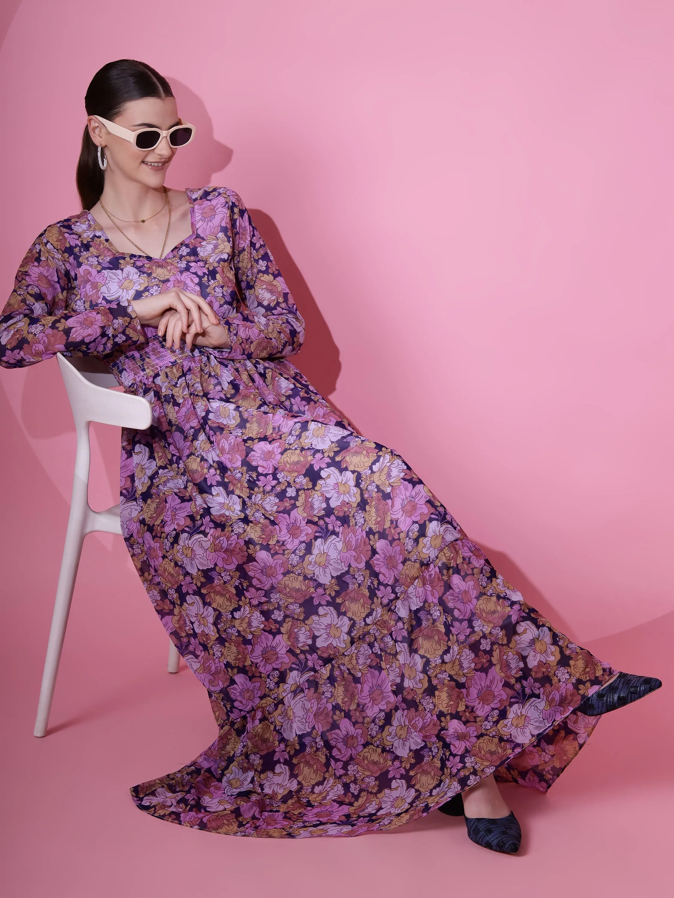 Purple Paradise Floral Maxi Dress