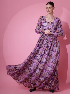 Purple Paradise Floral Maxi Dress