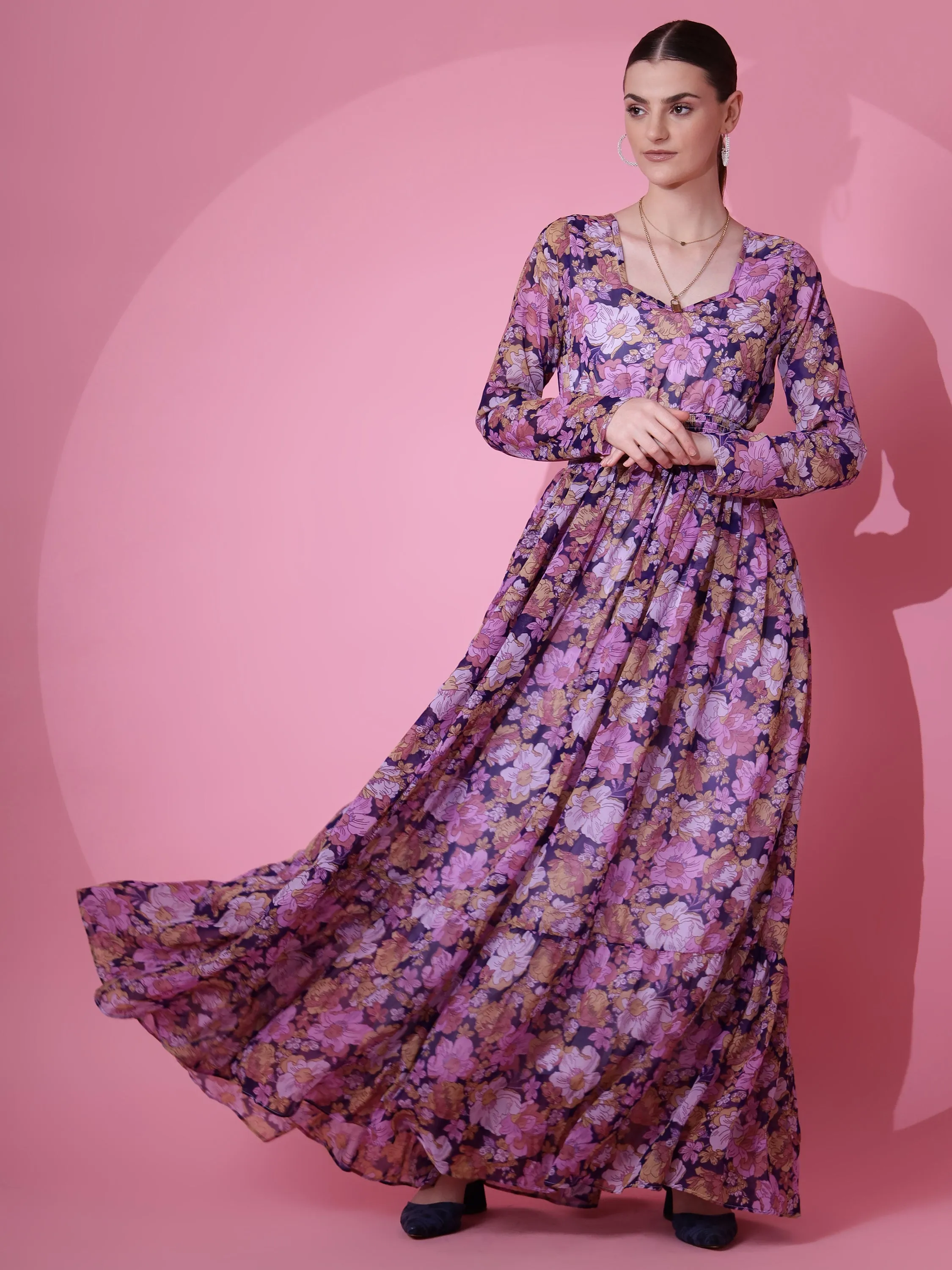 Purple Paradise Floral Maxi Dress