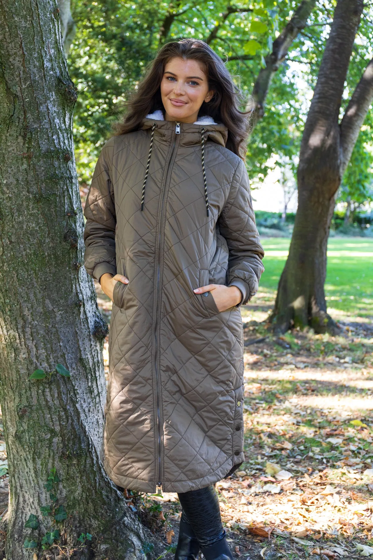 Sandy Quilted Longline Hooded Coat