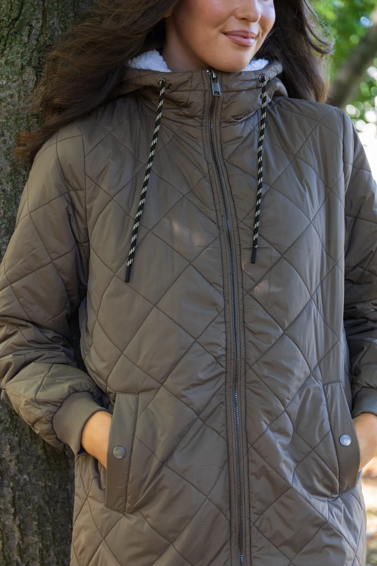 Sandy Quilted Longline Hooded Coat