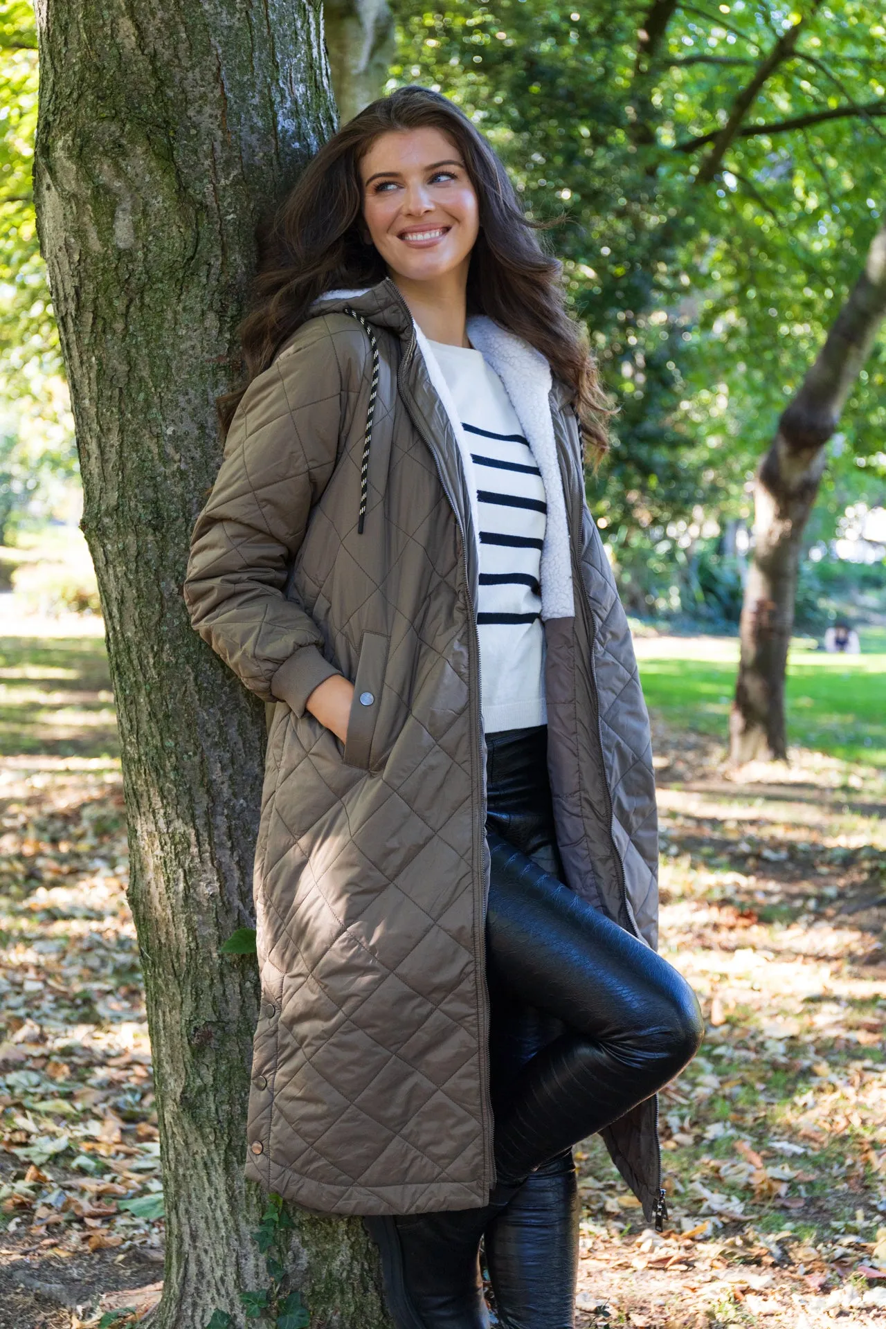 Sandy Quilted Longline Hooded Coat