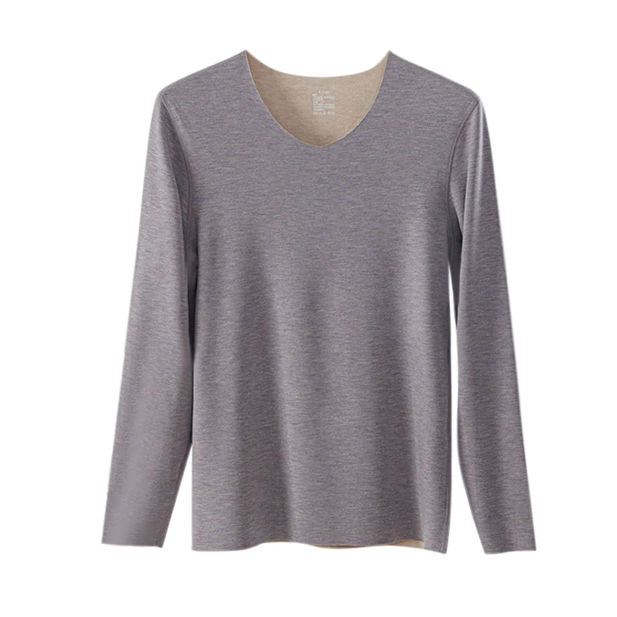 Sidiou Group Men Seamless Self-heating Round Neck Stretch Bottoming Shirt Cashmere Long Sleeve Thermal Underwear Top For Winter