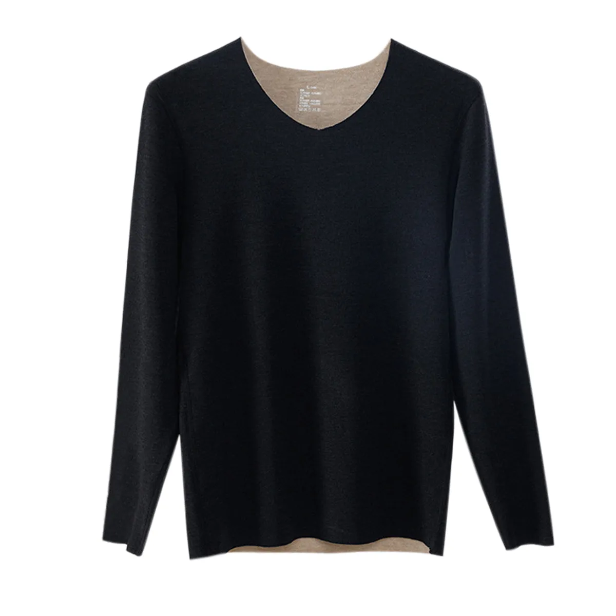 Sidiou Group Men Seamless Self-heating Round Neck Stretch Bottoming Shirt Cashmere Long Sleeve Thermal Underwear Top For Winter