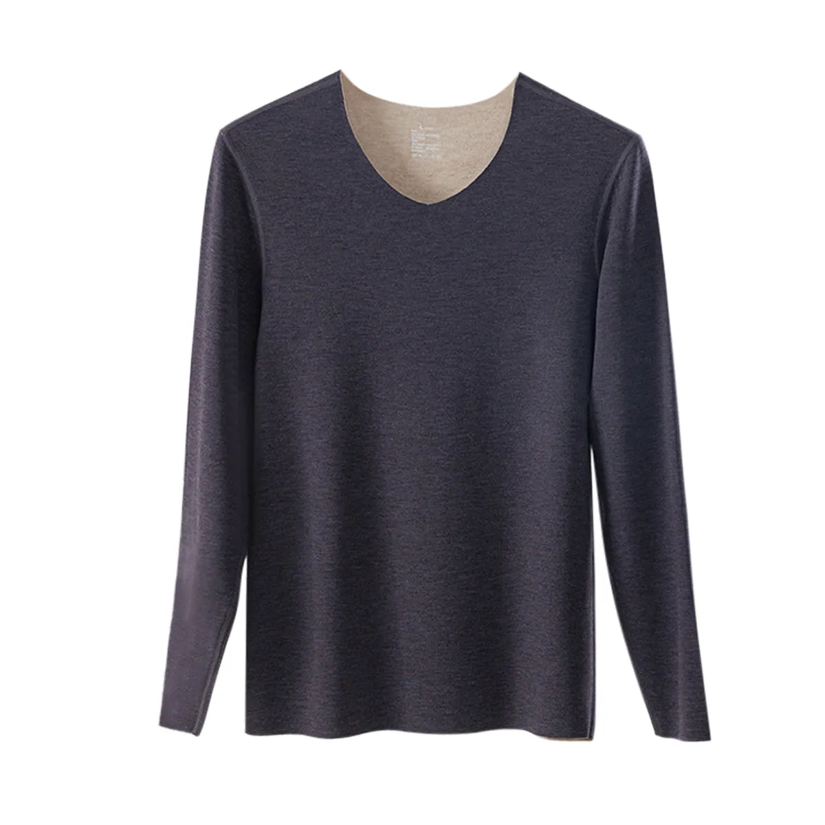 Sidiou Group Men Seamless Self-heating Round Neck Stretch Bottoming Shirt Cashmere Long Sleeve Thermal Underwear Top For Winter