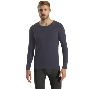 Sidiou Group Men Seamless Self-heating Round Neck Stretch Bottoming Shirt Cashmere Long Sleeve Thermal Underwear Top For Winter