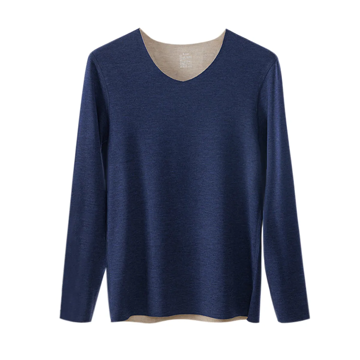 Sidiou Group Men Seamless Self-heating Round Neck Stretch Bottoming Shirt Cashmere Long Sleeve Thermal Underwear Top For Winter