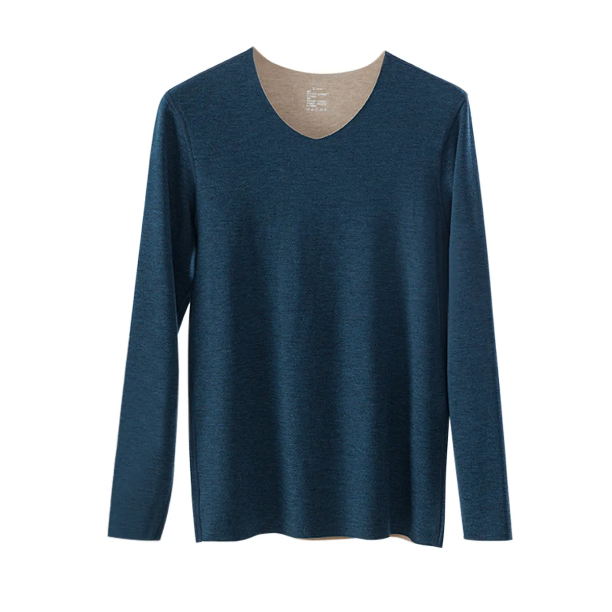 Sidiou Group Men Seamless Self-heating Round Neck Stretch Bottoming Shirt Cashmere Long Sleeve Thermal Underwear Top For Winter