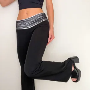 Silver Lace Y2K Flare Pants