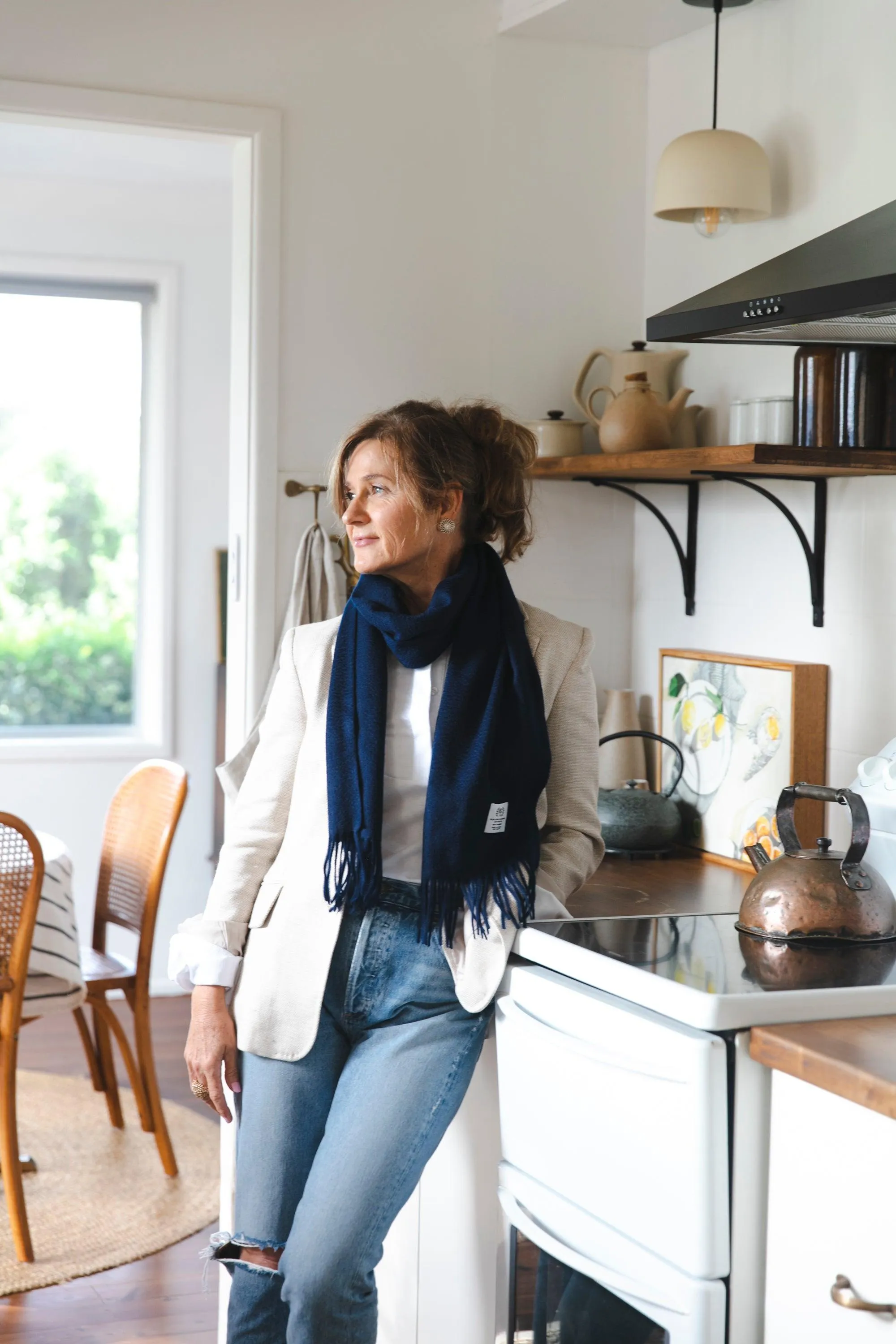 Sofia Cashmere Scarf - Navy