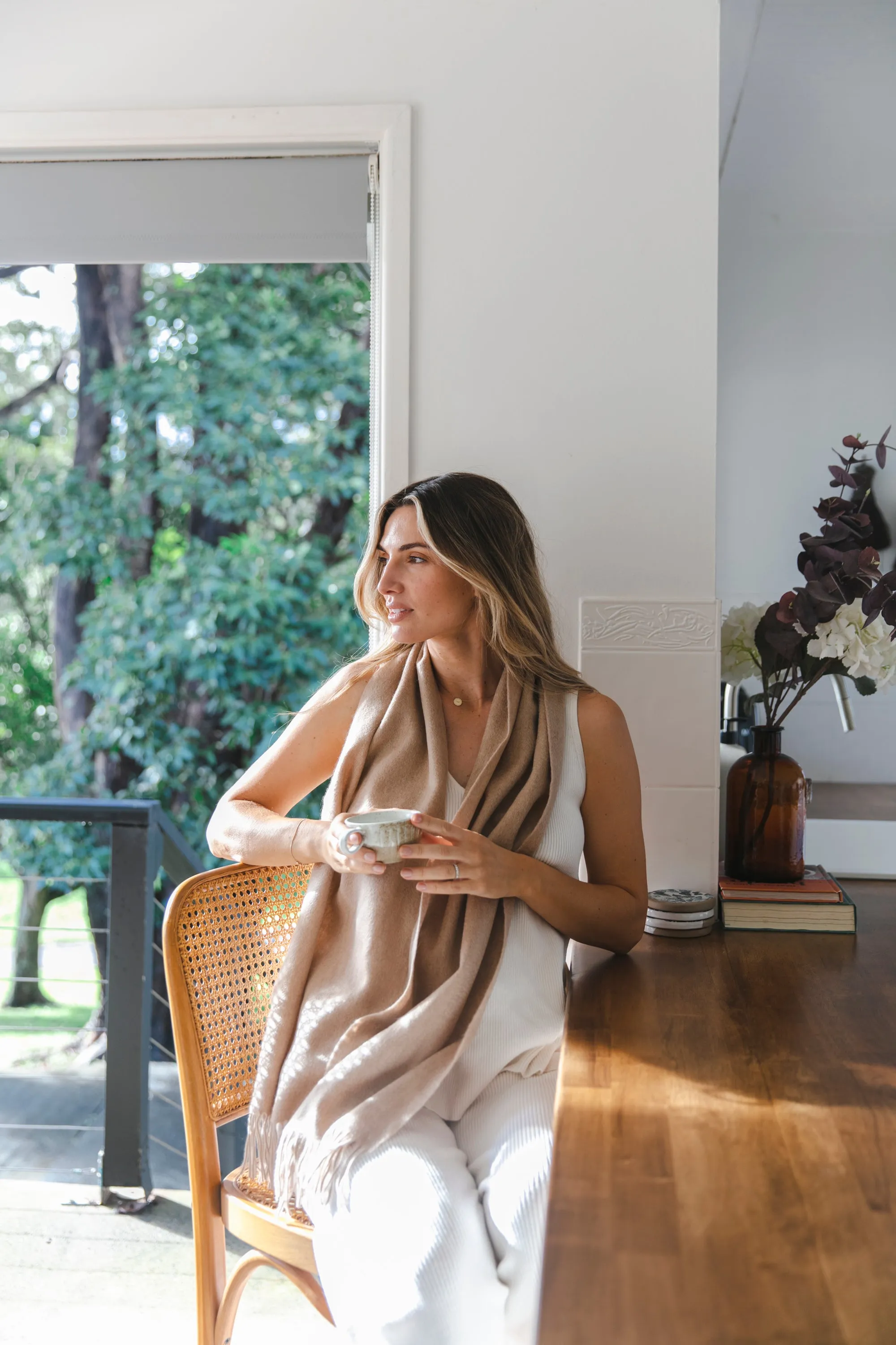 Sofia Cashmere Scarf - Sand