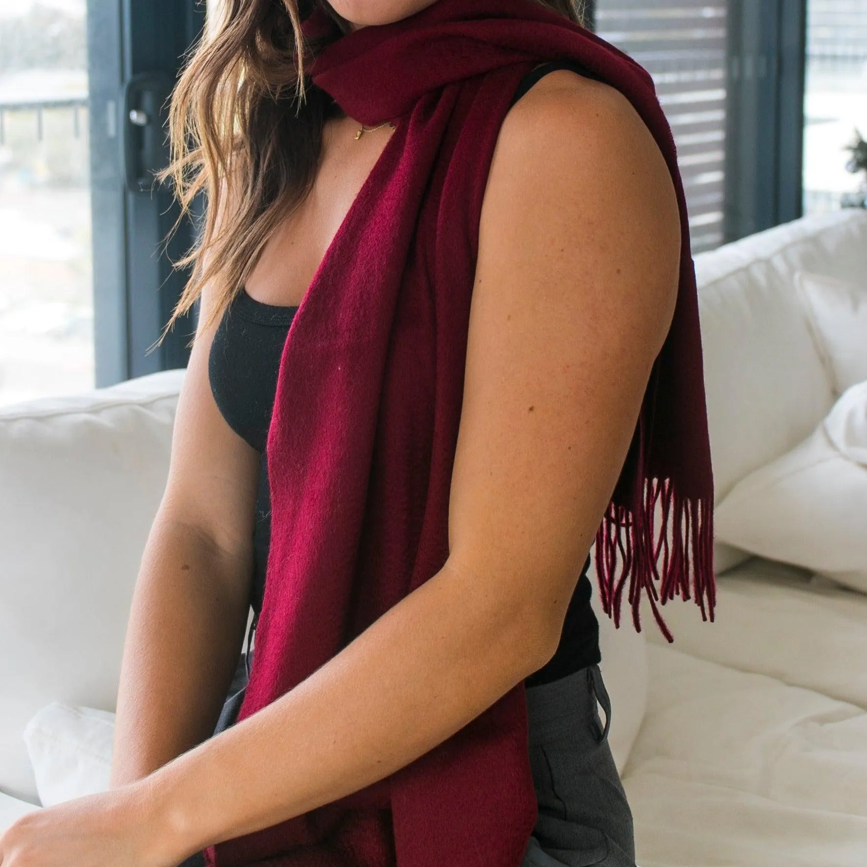 Sofia Cashmere Scarf - Wine