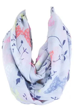 Soft Butterflies & Floral Pattern Infinity Loop Scarf
