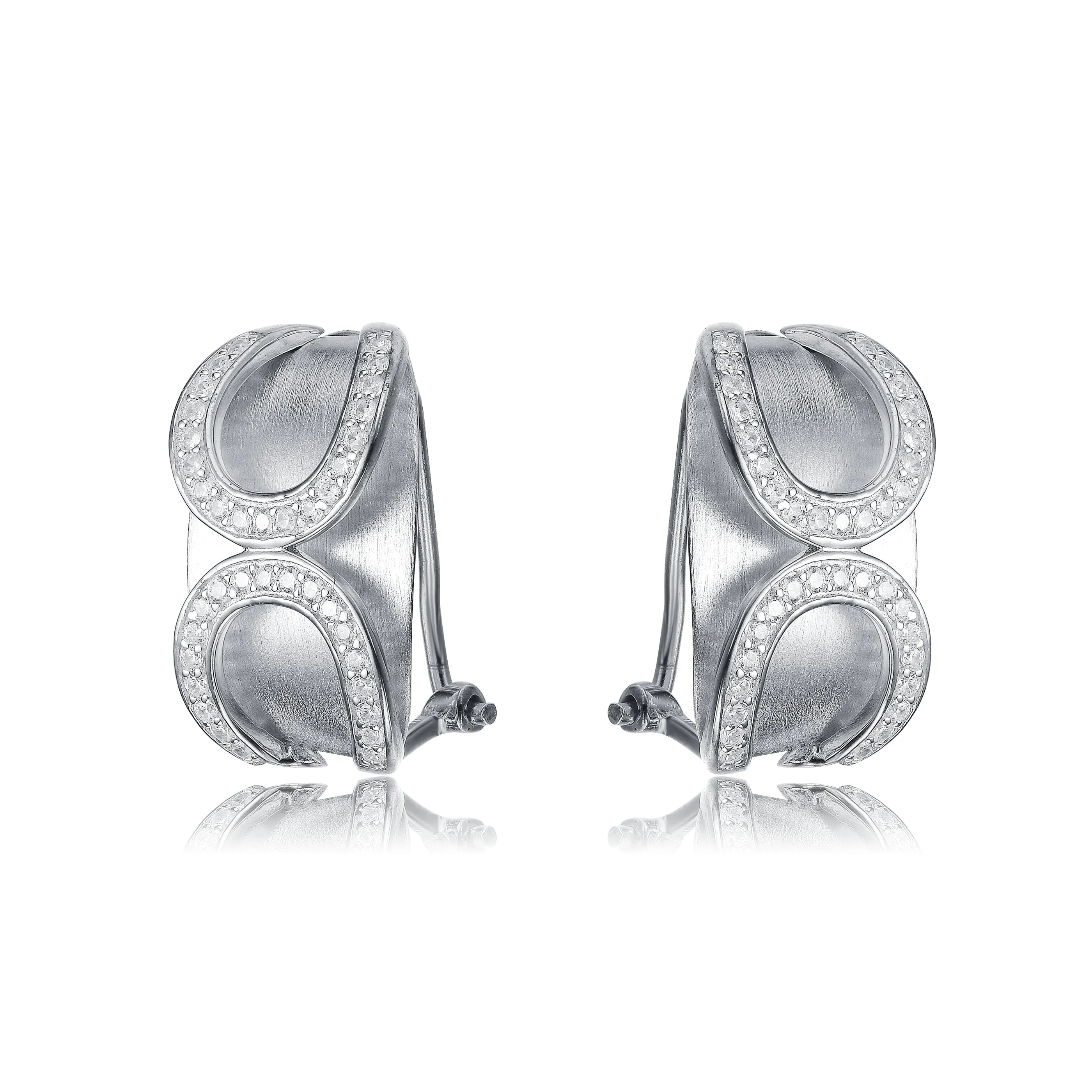 Sterling Silver Infinity-Inspired White Cubic Zirconia Accent Huggies Earrings