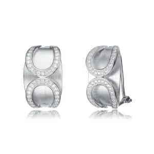 Sterling Silver Infinity-Inspired White Cubic Zirconia Accent Huggies Earrings