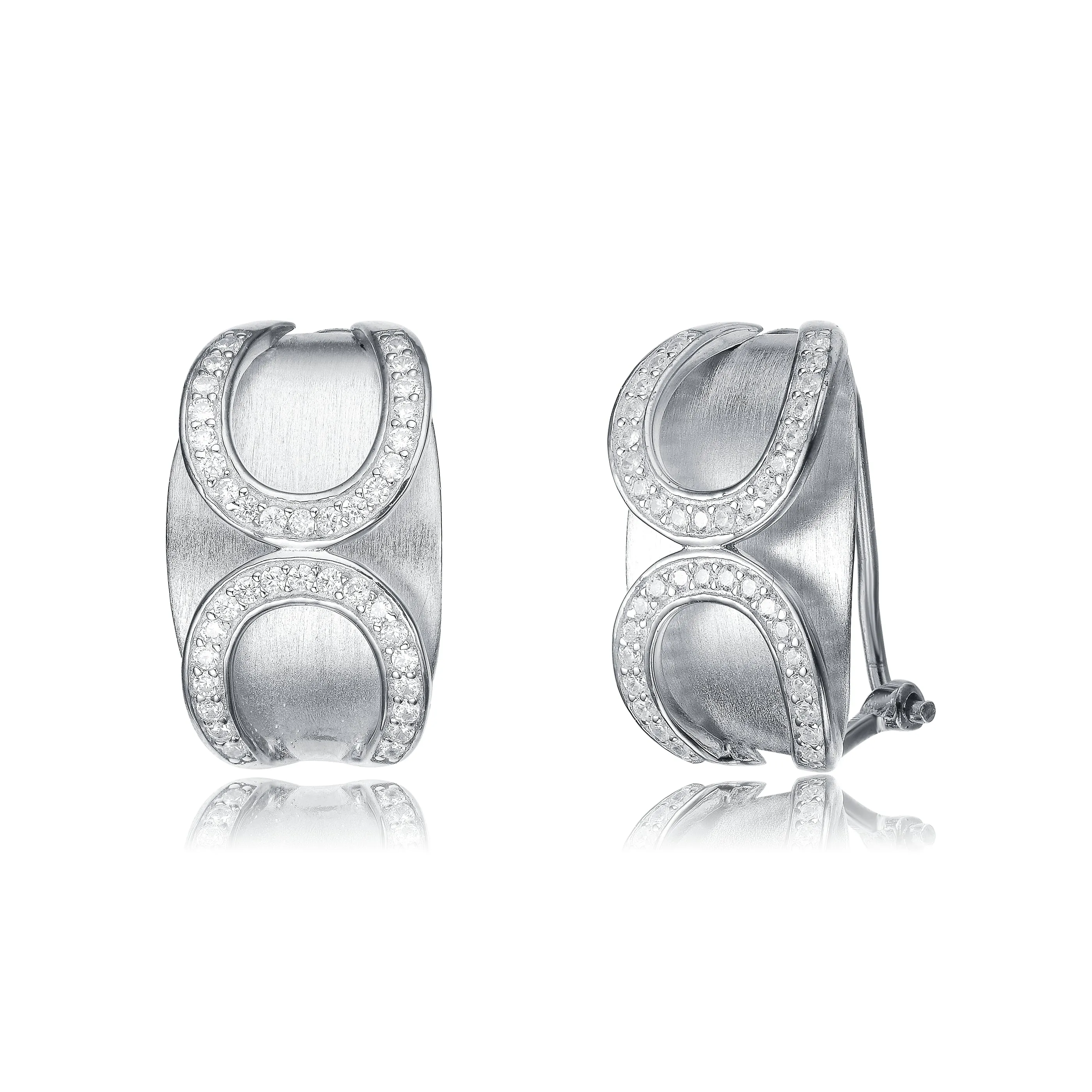 Sterling Silver Infinity-Inspired White Cubic Zirconia Accent Huggies Earrings