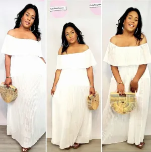 Summer Breeze- Off The Shoulder Pleated Maxi