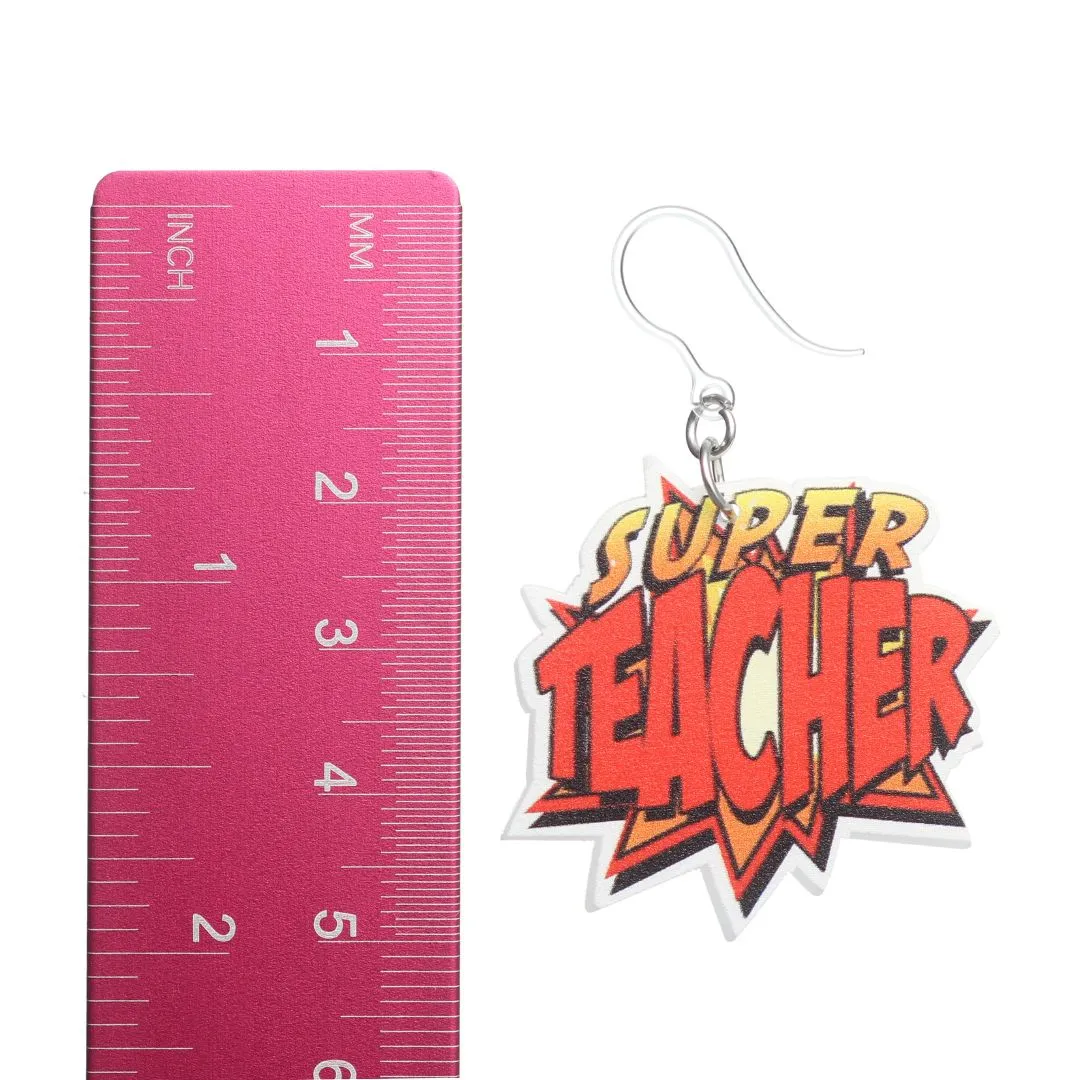 Super Teacher Dangles Hypoallergenic Earrings for Sensitive Ears Made with Plastic Posts