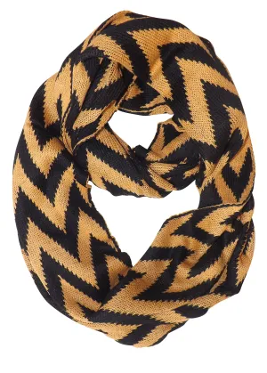 Tan Charming Classic Knit Chevron Infinity Loop Scarves