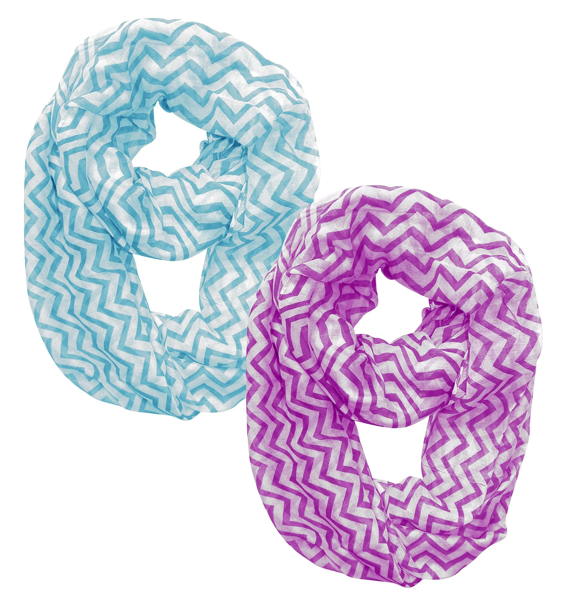 Teal Purple Peach Couture Beautiful Classic Lightweight Sheer Chevron Infinity Loop Scarf